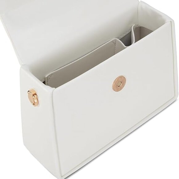 Neiman Marcus Milan Chiva Golden Bee White Leather Top Handle Bag - Picture 6 of 6